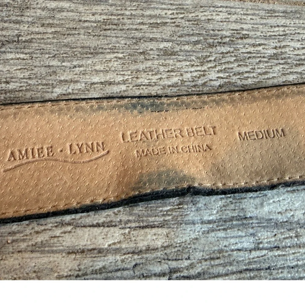 Amiee Lynn Leather Belt Medium Leopard Print Silver Buckle Womens Rodeo Western